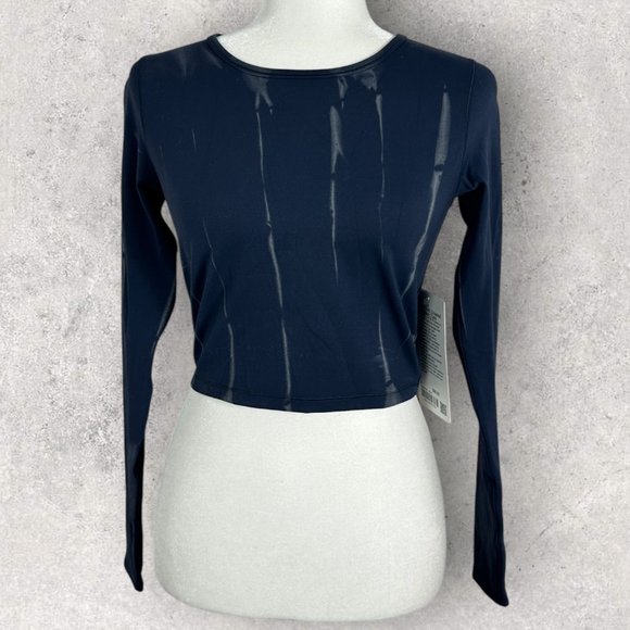 NWT Lululemon Wunder Train Cropped Long Sleeve Shirt Navy Womens Size 4 Top Blue - Picture 4 of 16